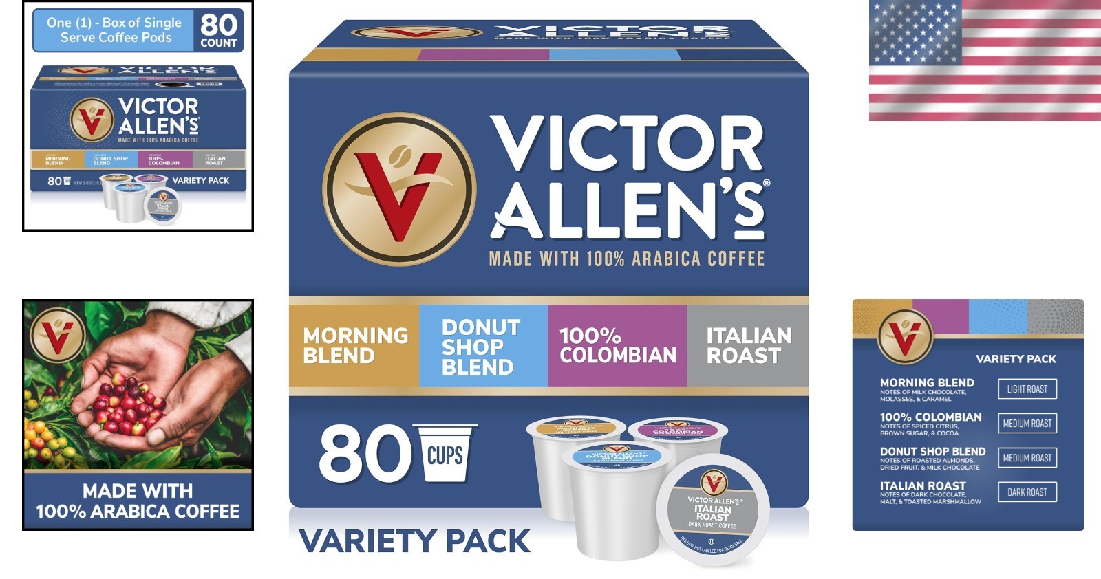 80 Single Serve Coffee Pods - 100% Arabica Variety with Light to Dark Roasts!