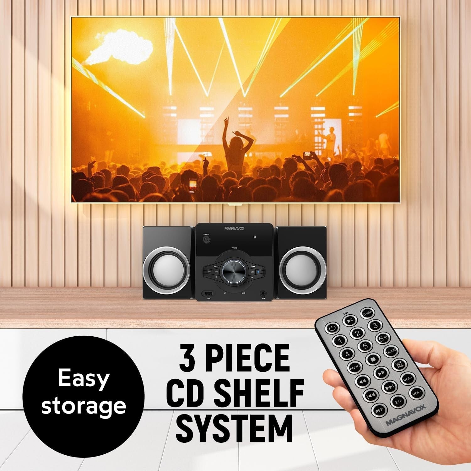 All-in-One Mini Bluetooth Audio System with CD Player, FM Radio & Remote Control