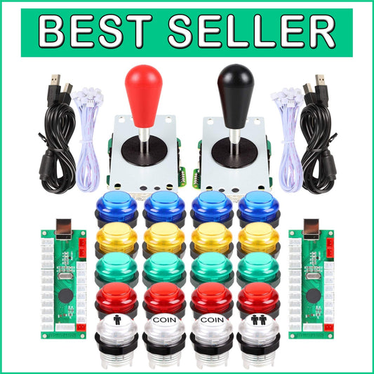 Customizable 2-Player Arcade Games DIY Kit - Joysticks & Colorful LED Buttons
