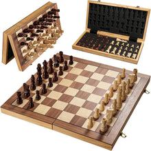 Load image into Gallery viewer, High-Quality 15" Wooden Magnetic Chess Set - Ideal Gift for Family Game Night