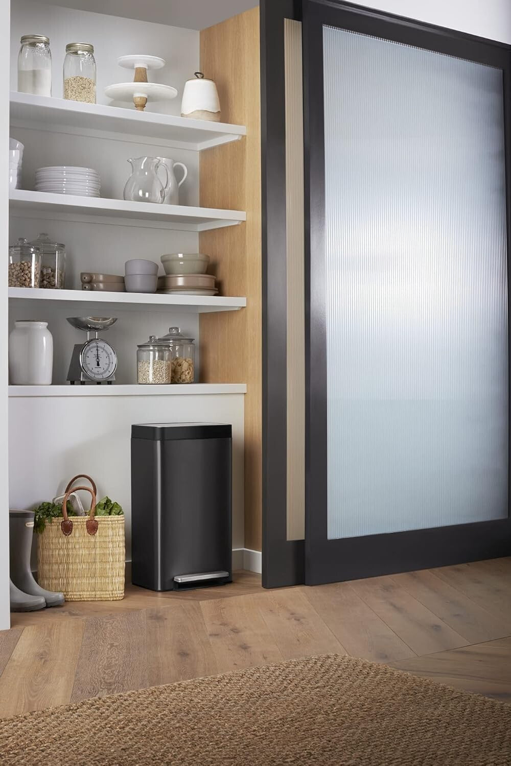 Compact 8-Gallon Rectangular Trash Can with Hands-Free Pedal - Office Kitchen