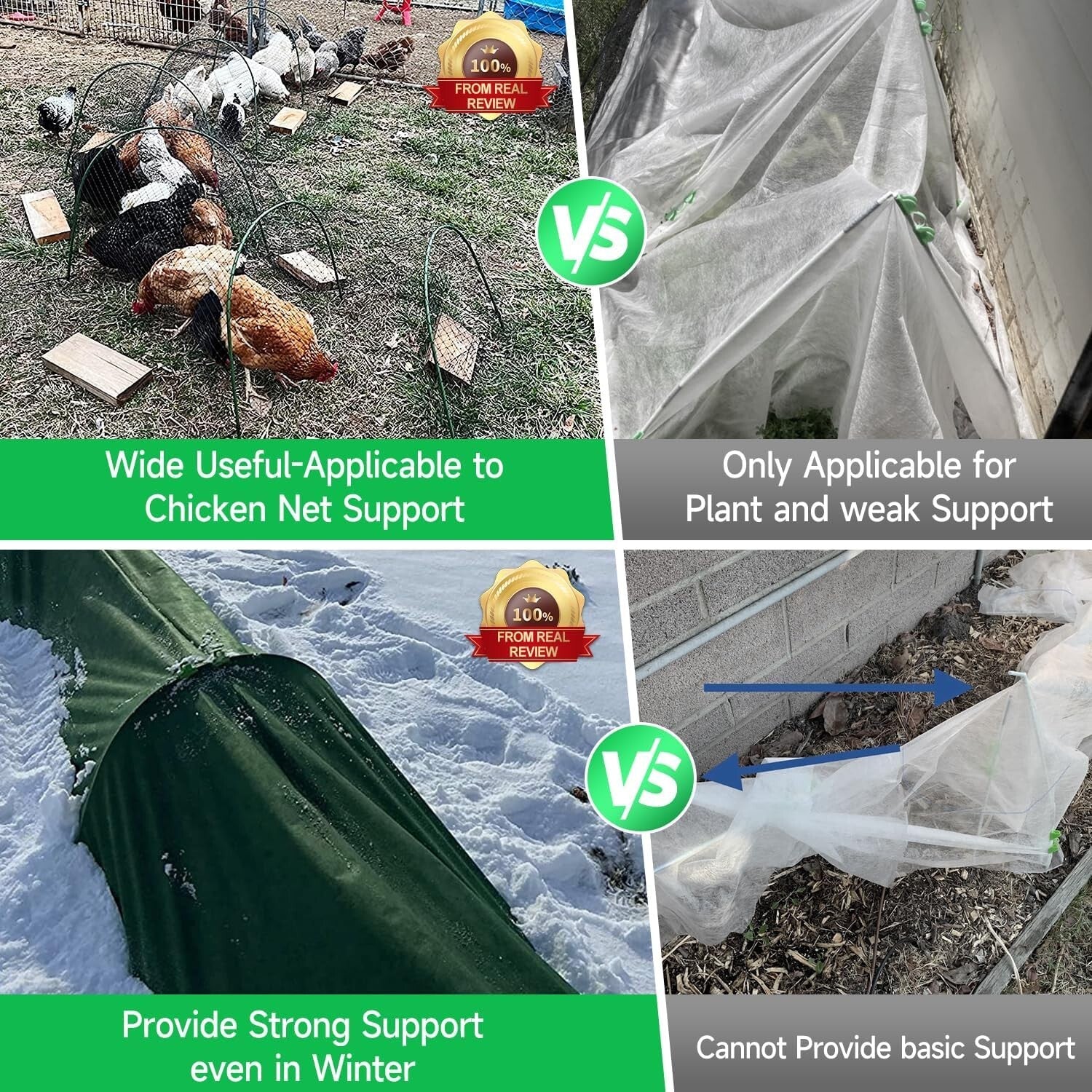 Lightweight 10PC Garden Hoops set, Rust-Free Plant Supports for Easy Gardening