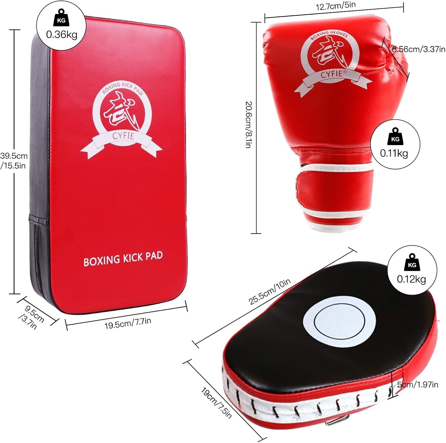 5-Piece Kids Boxing Training Set - Leather Mitts & Kick Pads for Safety & Fun