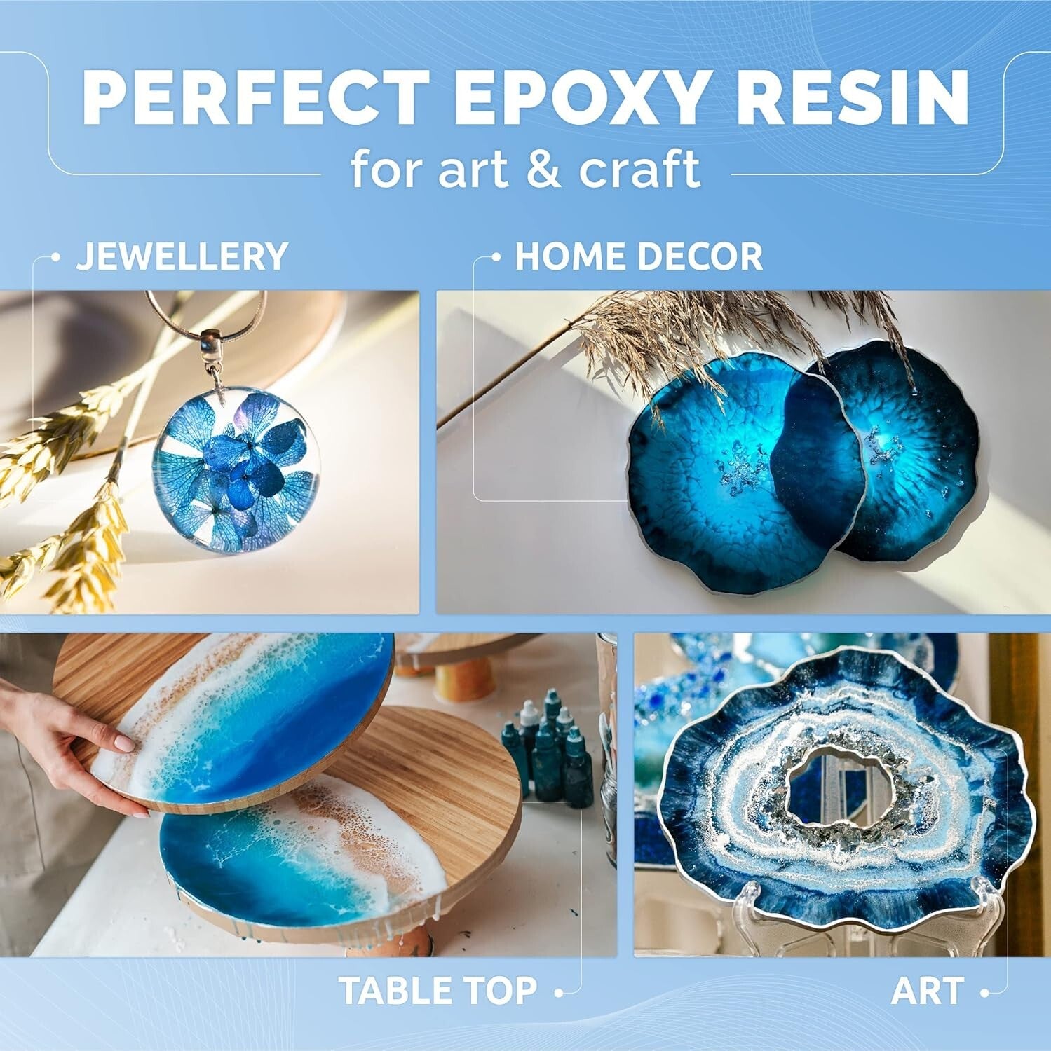 Bubble-Free Epoxy Resin Kit - 1 Gallon, Food Safe for Coasters & Mold Casting