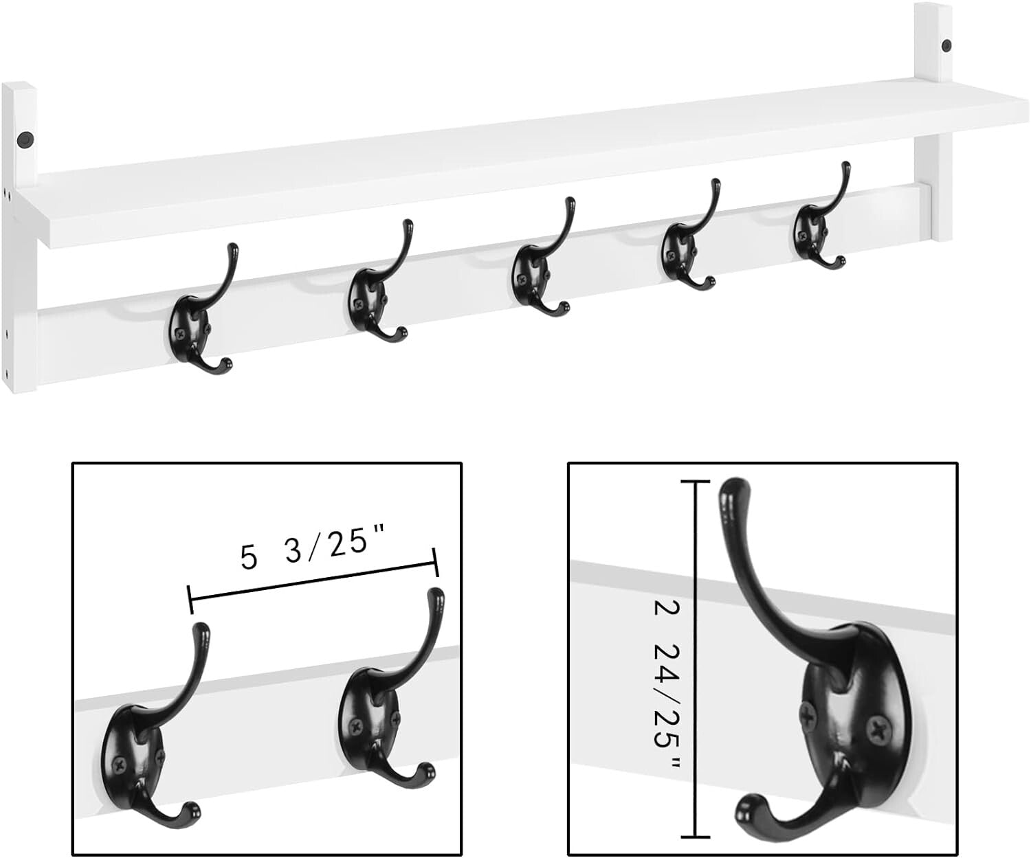 Versatile Wall-Mounted Coat Rack with Shelf - Ideal for Entryways & Bathrooms