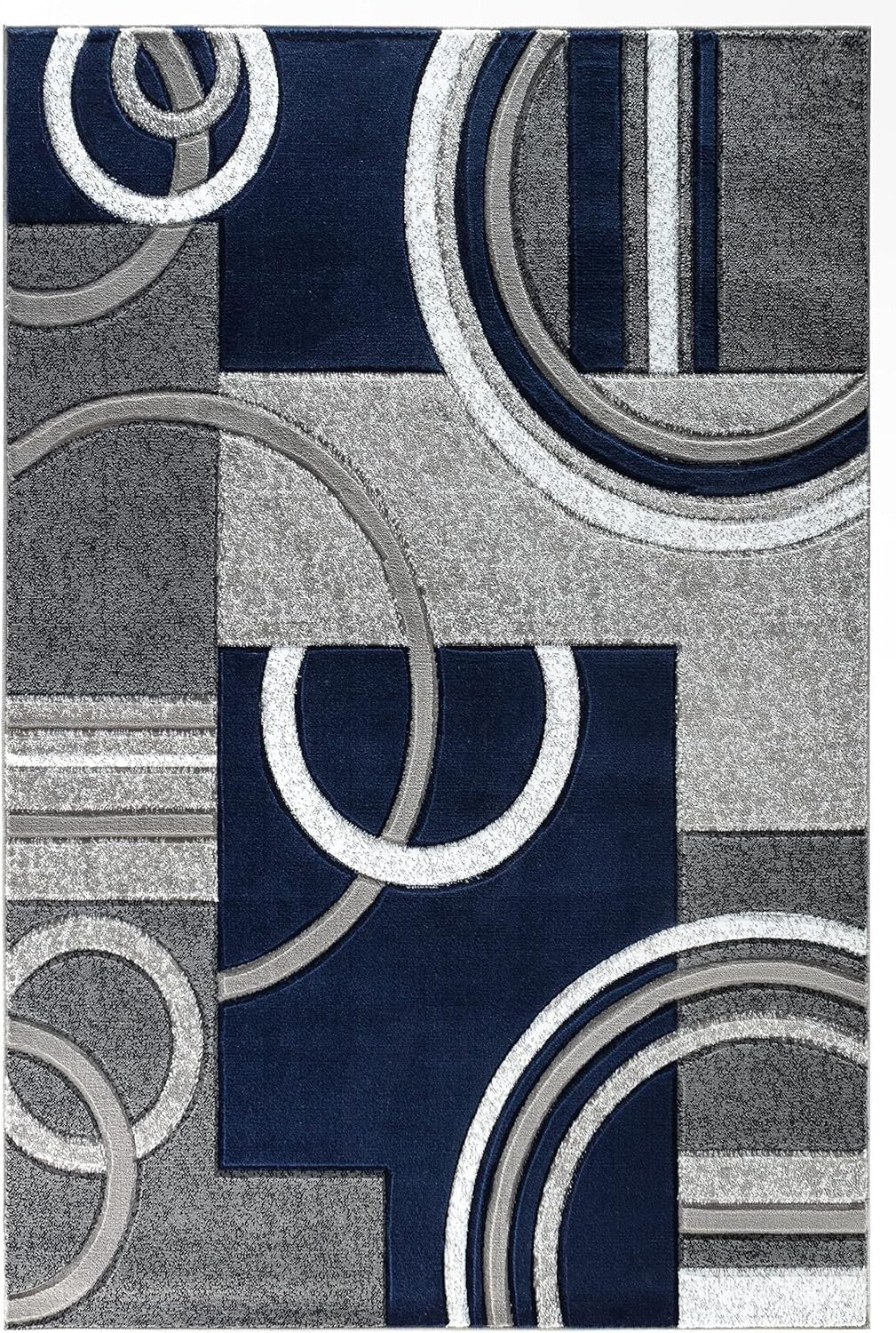 Contemporary Navy 8x10 Fluffy Area Rug - Versatile for Entryway & Living Room