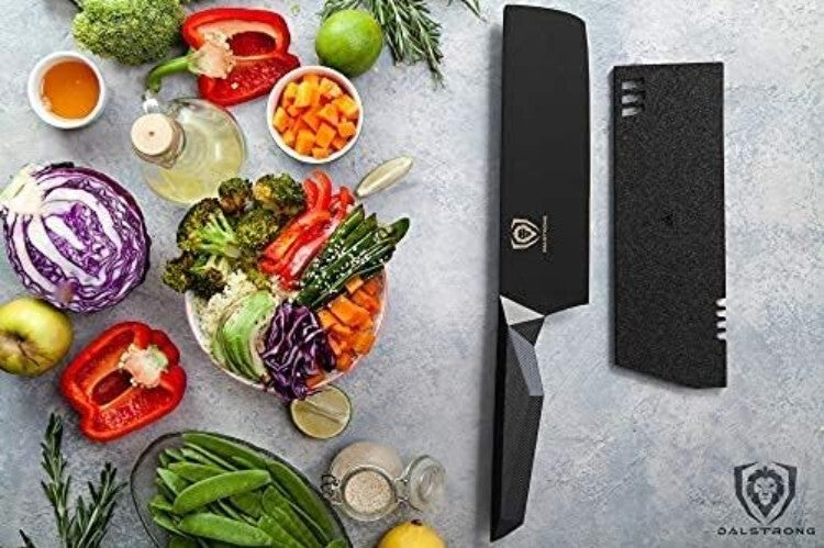 High-Performance 7-Inch Nakiri Knife - Black Titanium Coated & Comfortable Grip