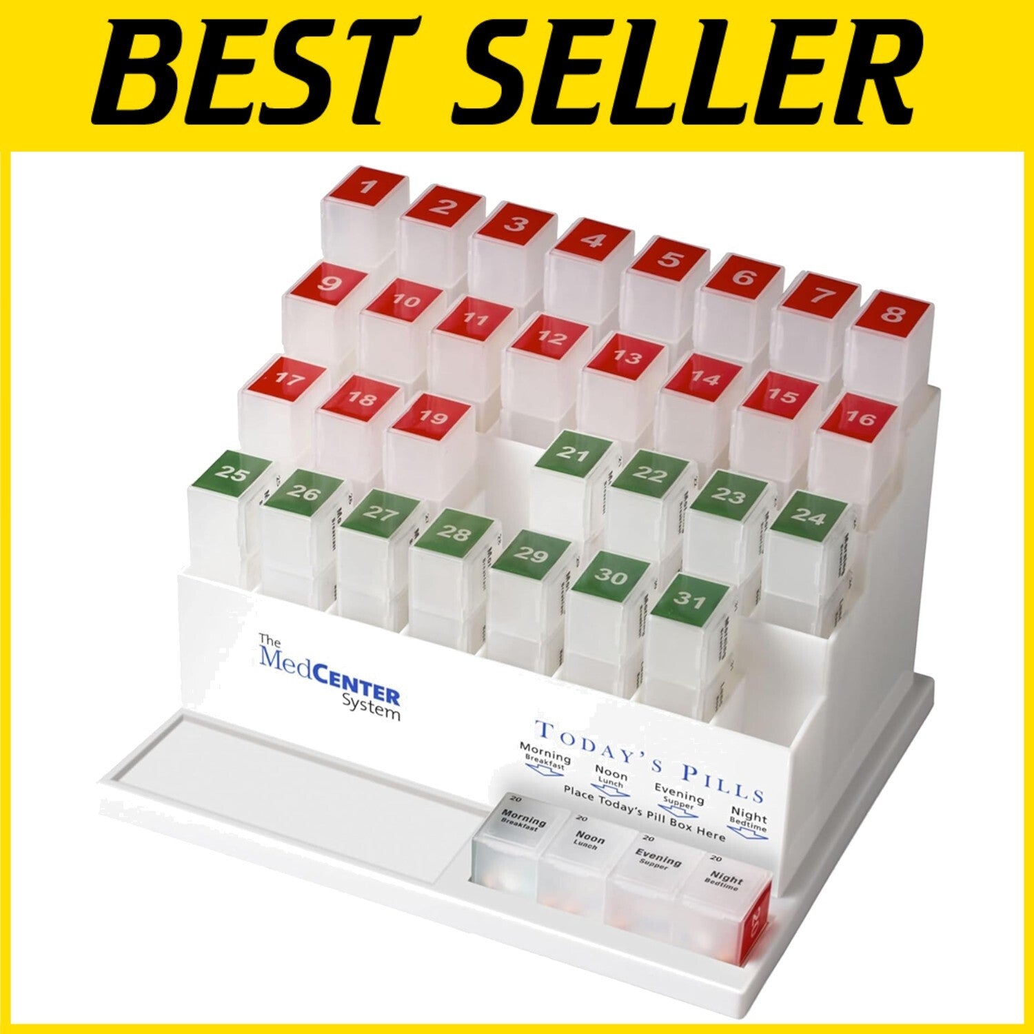 FSA HSA Eligible 31-Day Monthly Pill Organizer with 4 Times a Day Compartments