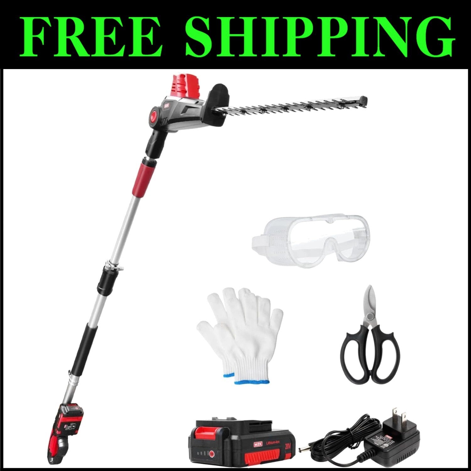 Lightweight 20V Cordless Hedge Trimmer with Adjustable Head for Easy Cutting