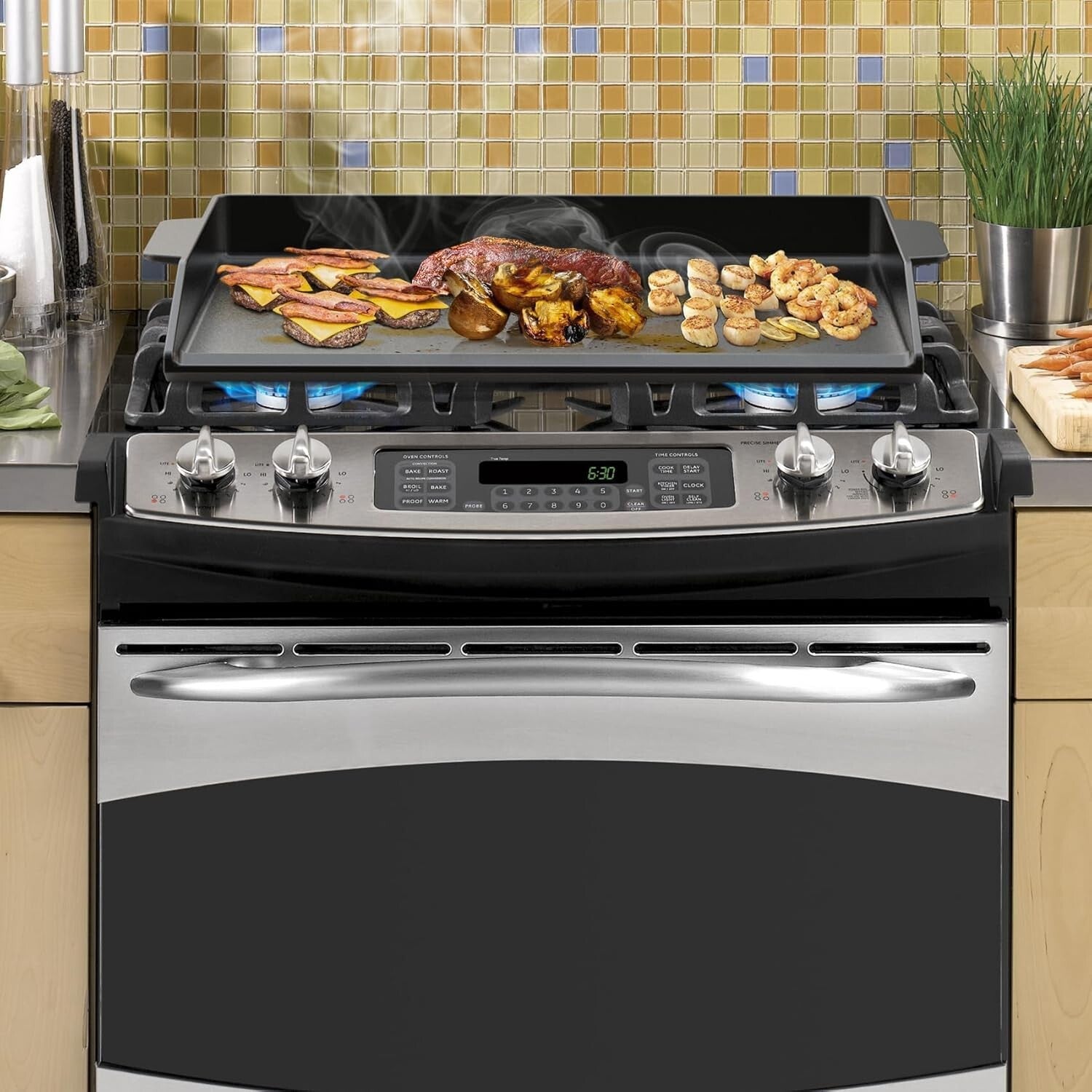 Durable Cast Iron Griddle with Raised Sidewalls - Versatile Outdoor Cooking Tool