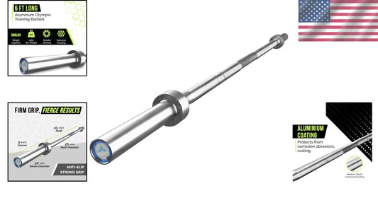 Durable 15 lb Olympic Barbell - Smooth Rotation & Chrome Finish Gym Equipment