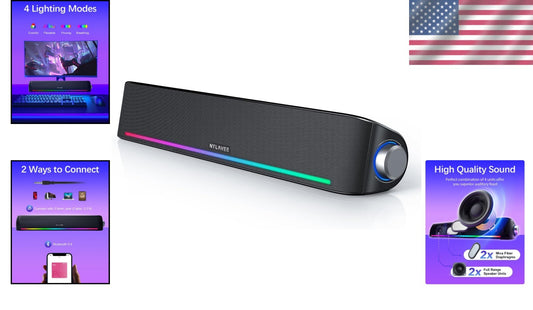 Dynamic Sound Bar Speakers with Bass Boost and RGB Lighting – USB Powered