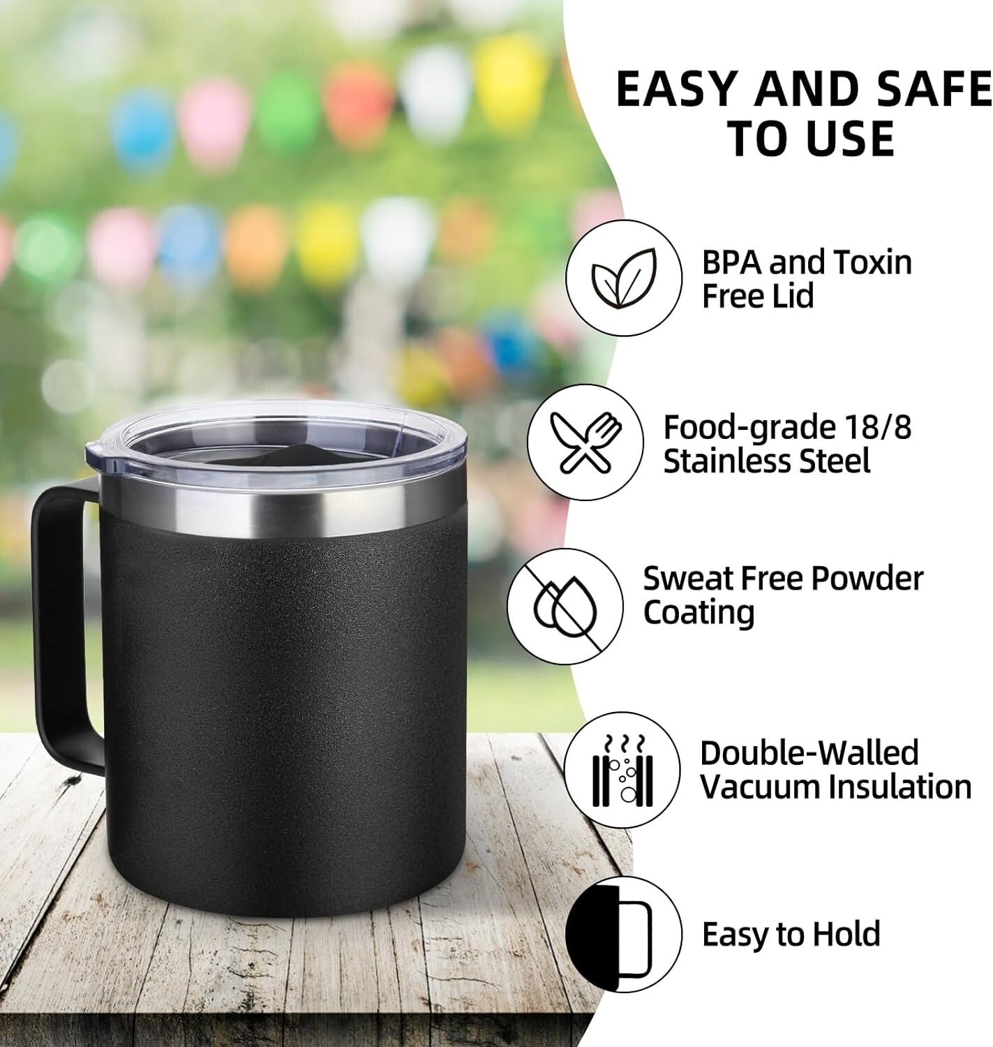 Elegant 8 Pack Insulated Travel Mugs – Durable 14oz Stainless Steel with Lid