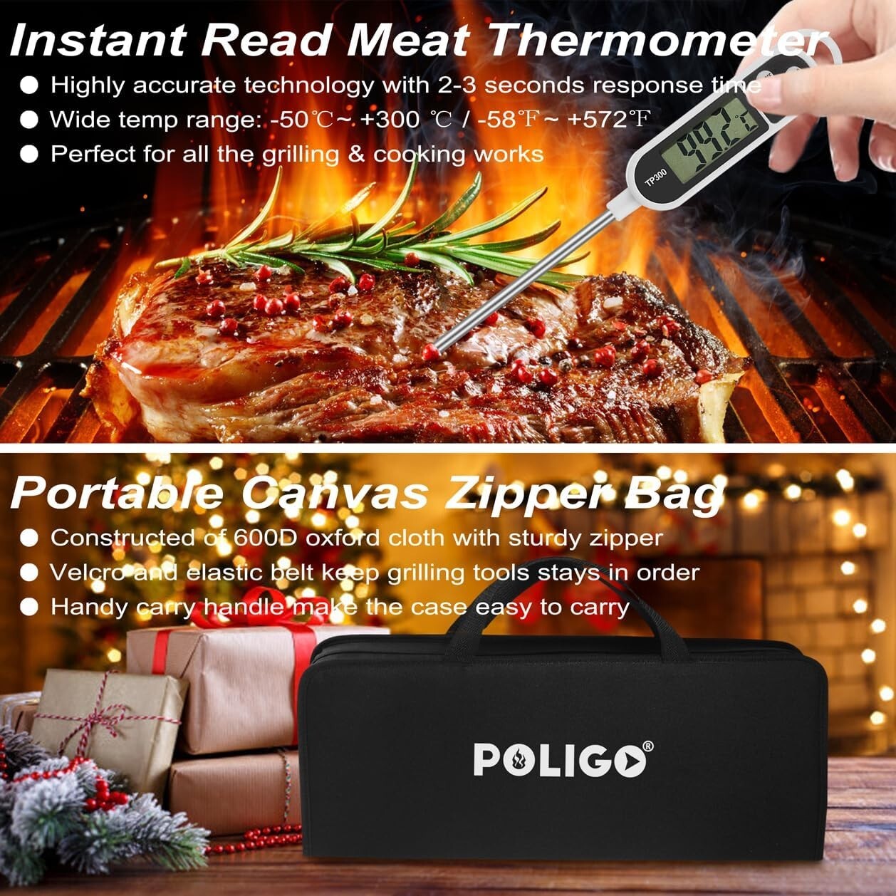 29-Piece Stainless Steel BBQ Tools Set with Storage Bag - Perfect Grilling Gifts