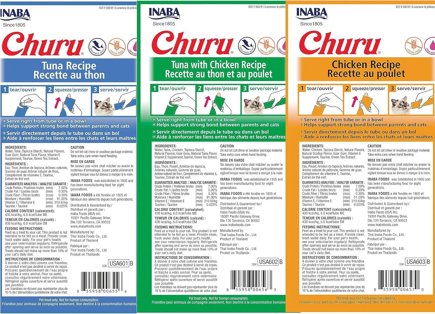 72 Tube Variety Pack of Lickable Creamy Cat Treats - Tuna & Chicken Flavors