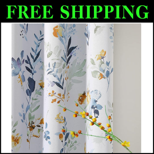 Elegant Floral Curtains 84" Long - Insulated Grommet Drapes for Privacy
