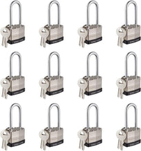 Load image into Gallery viewer, Comprehensive 12 Pack of Nickel Coated Keyed Alike Padlocks - Indoor/Outdoor Use