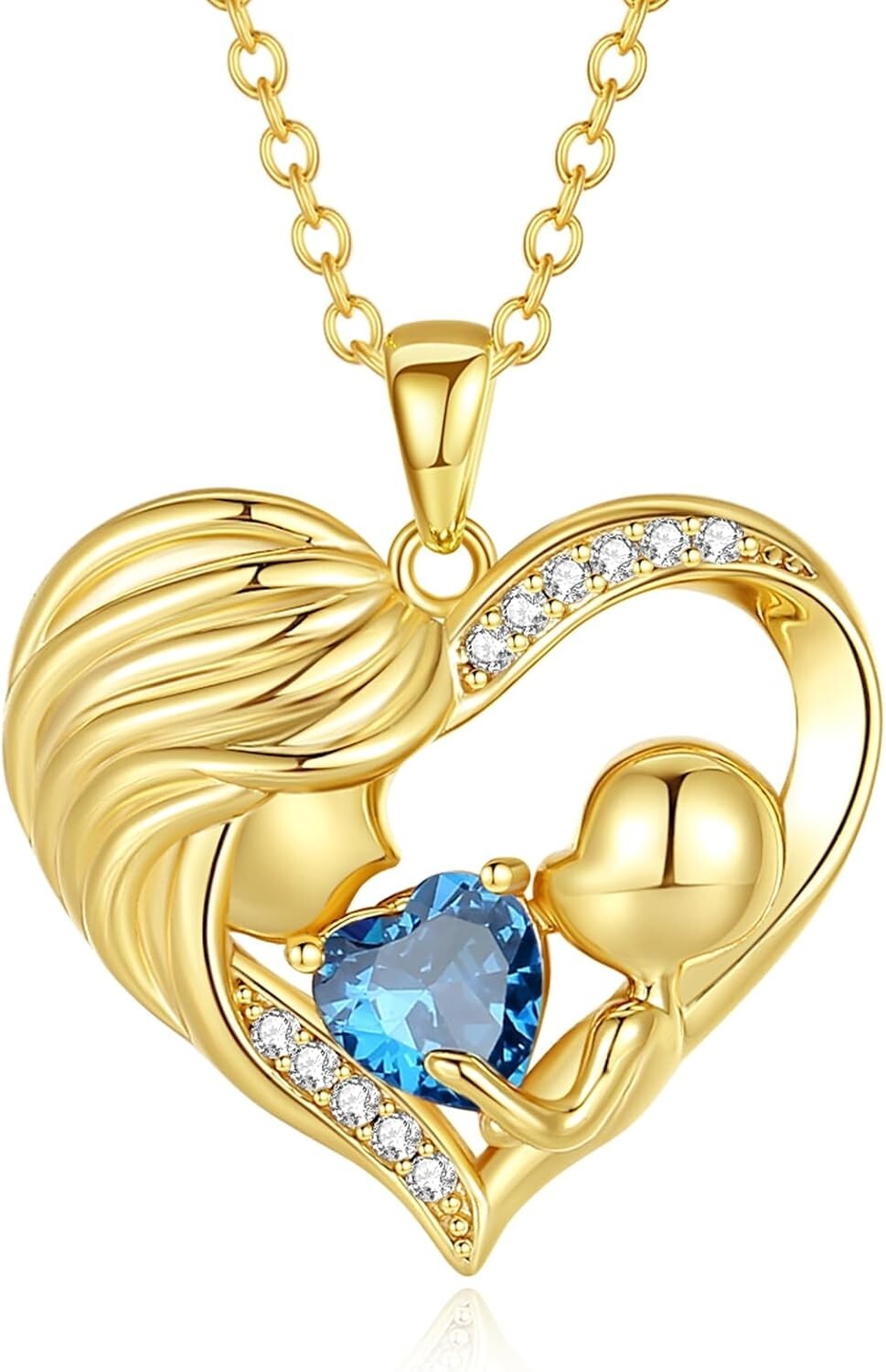 Sterling Silver Love Heart Pendant Necklace with Blue Topaz - Ideal Gift for Mom
