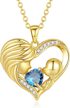 Load image into Gallery viewer, Sterling Silver Love Heart Pendant Necklace with Blue Topaz - Ideal Gift for Mom