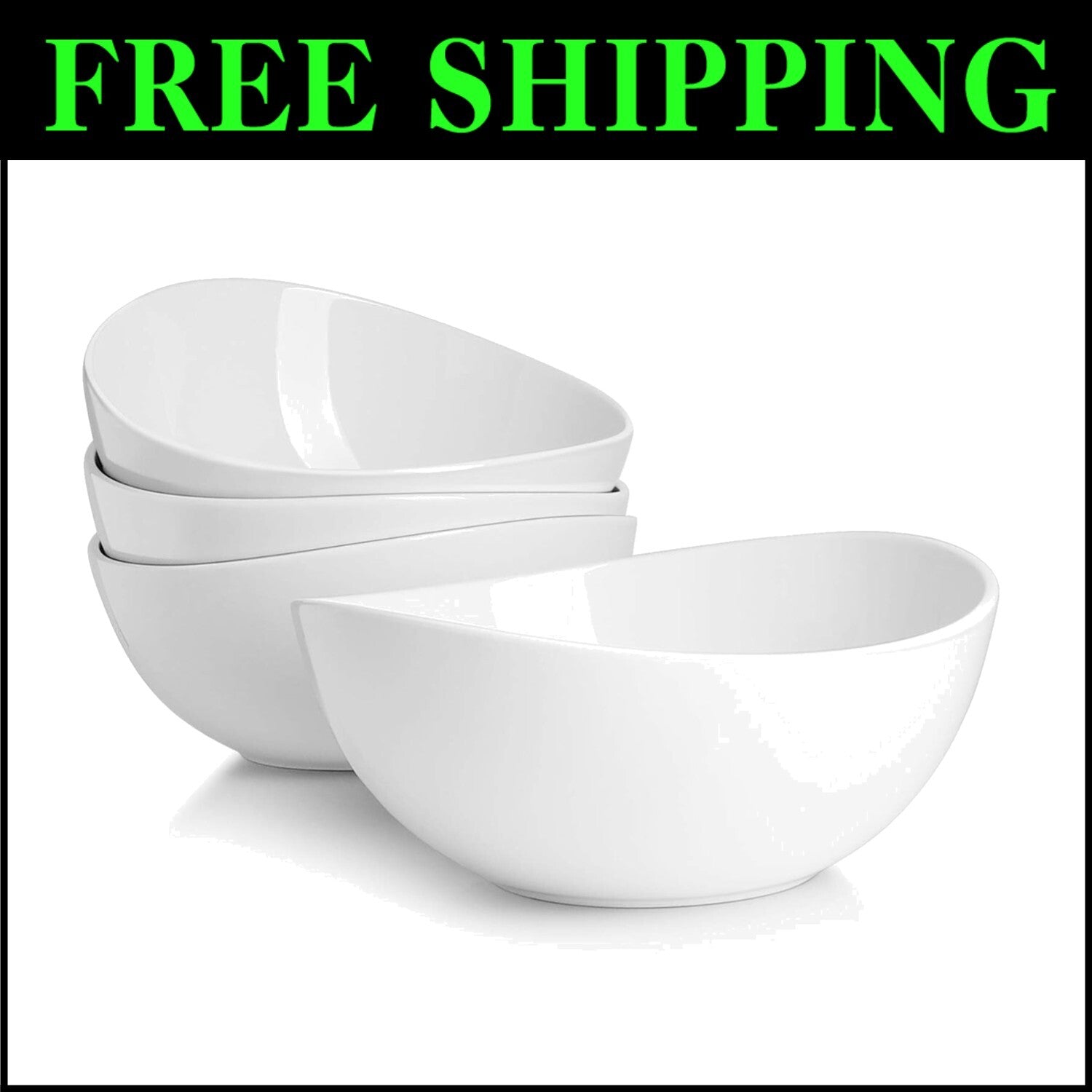 Elegant 8-Inch Porcelain Serving Bowls Set - Perfect for Salad, Soup, and Snacks