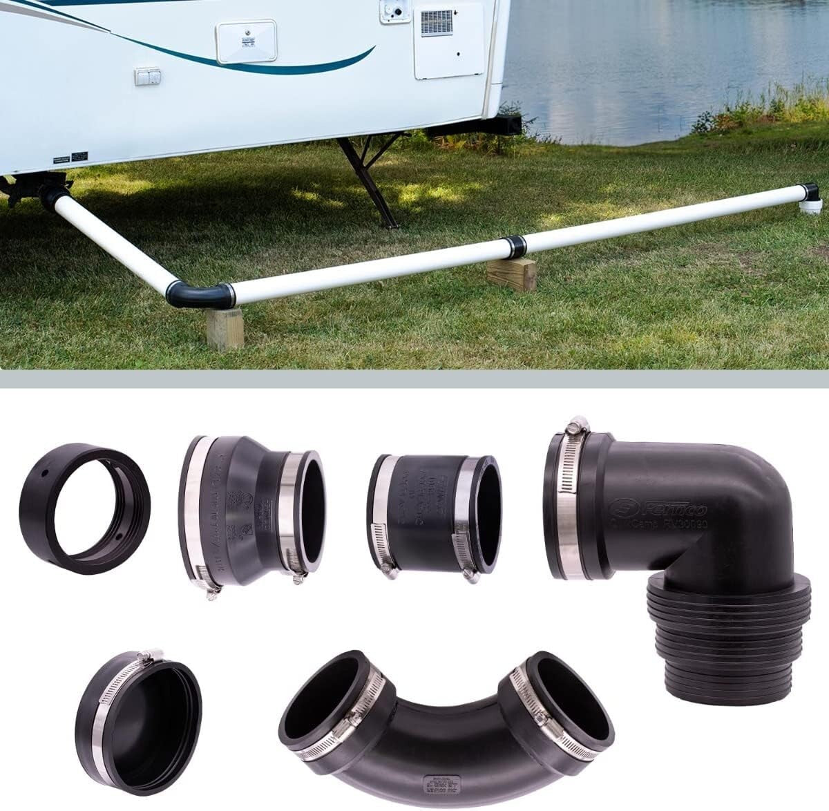 Durable RV Sewer Waste Plumbing Kit with Leak-Proof Connection - Complete Set