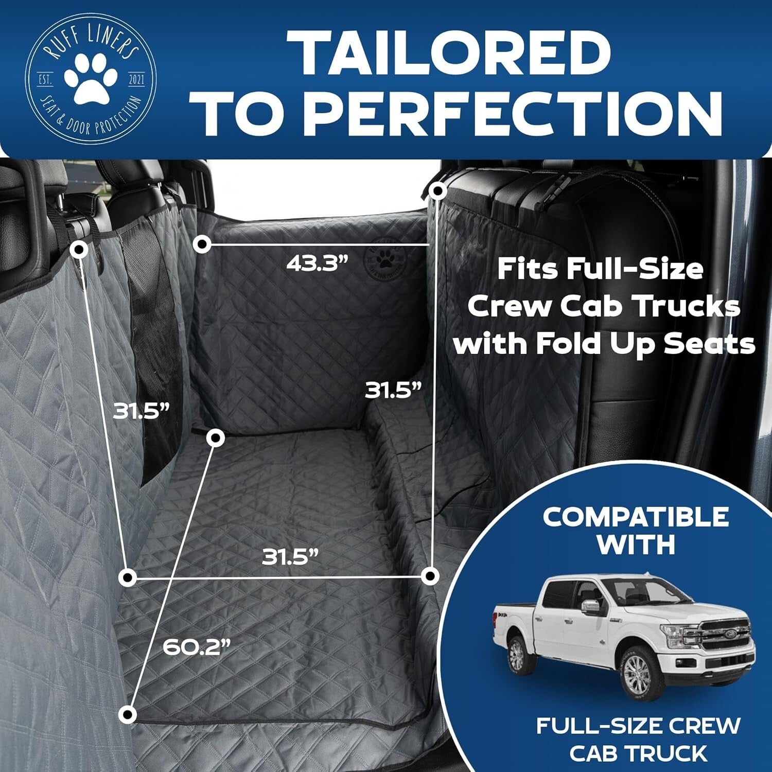 Patented Waterproof Truck Dog Cover with Split Seat Design - Hassle-Free Travel