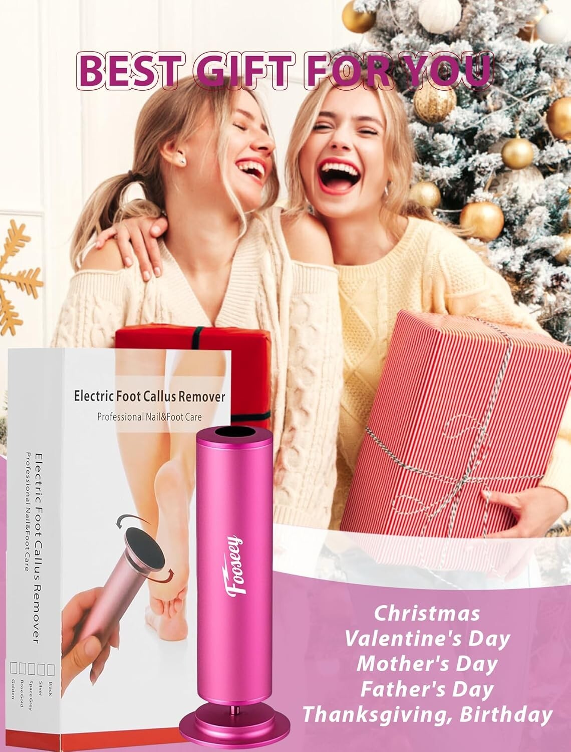 Electric Foot File with 60 Sandpaper Discs - Adjustable Speed Callus Remover