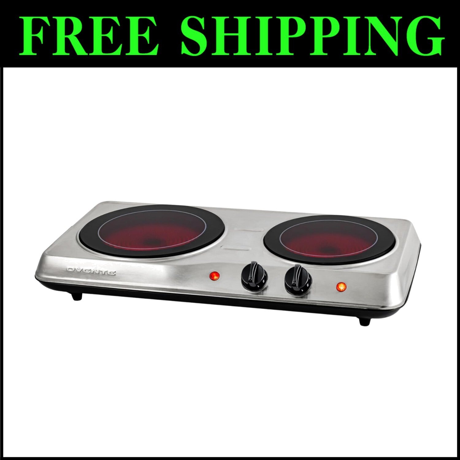 Ceramic Glass Electric Hot Plate - 2-Burner Infrared Cooktop for Easy Cooking