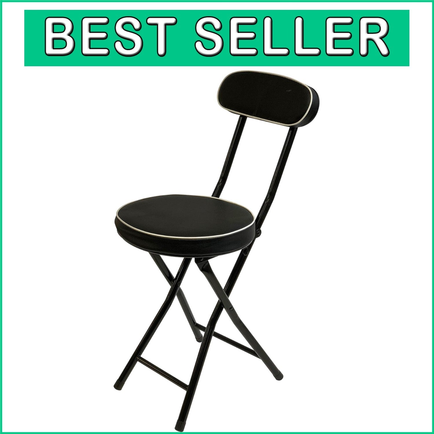 12-Inch Padded Folding Stool with Metal Frame - Ideal for Indoor & Outdoor