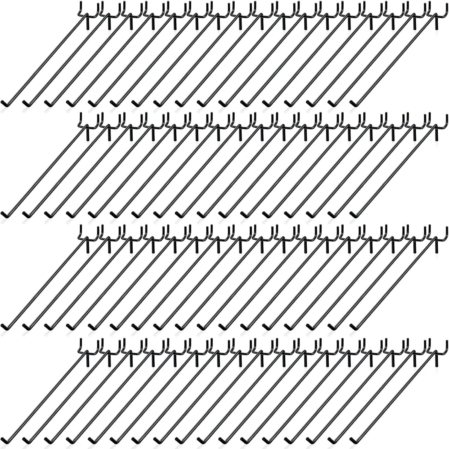 Durable 10-Inch Pegboard Hooks in Black - 100 Pcs for Home & Garage Organization