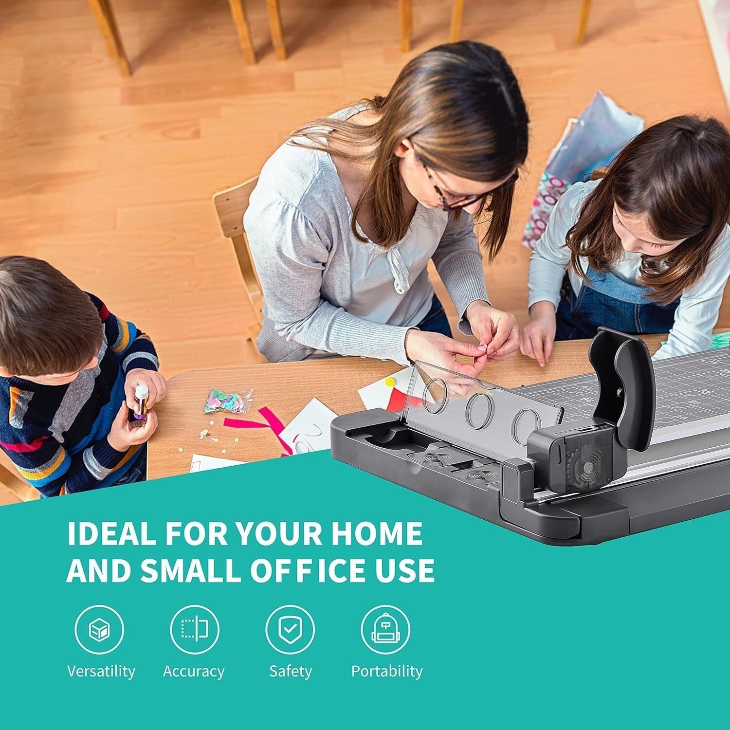 Versatile 3-in-1 Rotary Paper Cutter - 12 Inch Trimmer for Crafting & Office