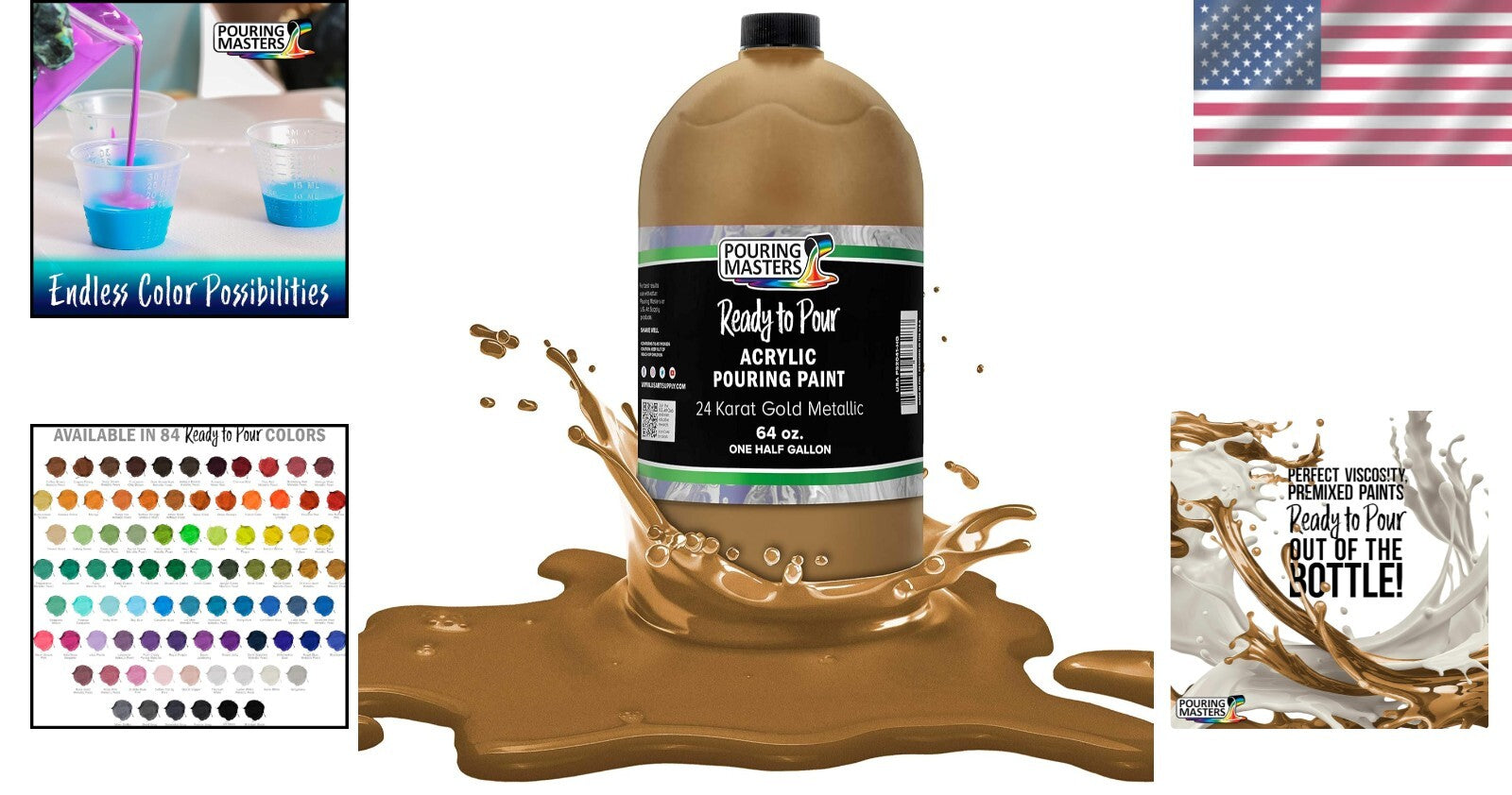 Effortless 64-Ounce Metallic Pouring Paint - 24 Karat Gold for Stunning Art