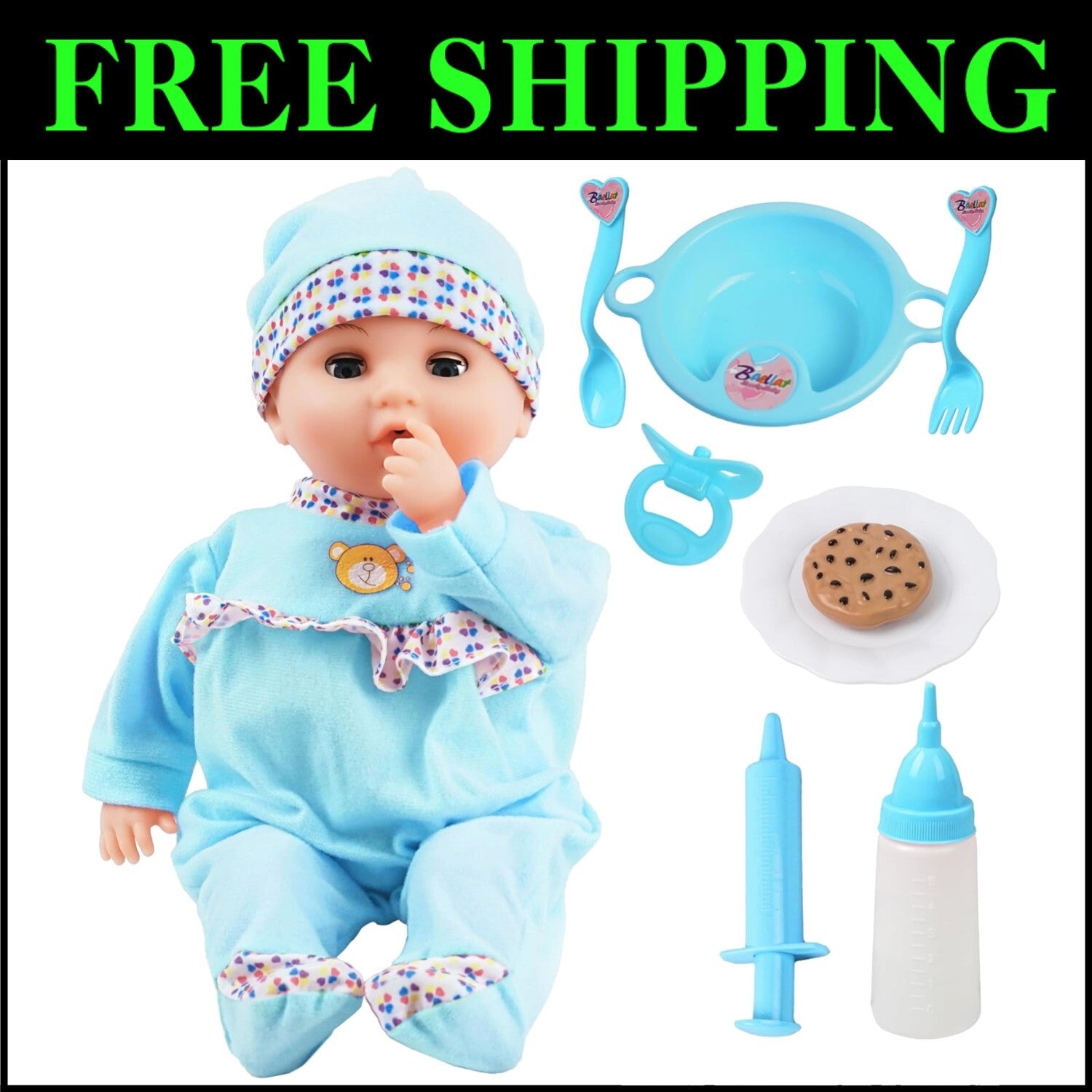 Interactive Baby Doll with Sounds & Accessories - 16-Inch Gift for Ages 2-5