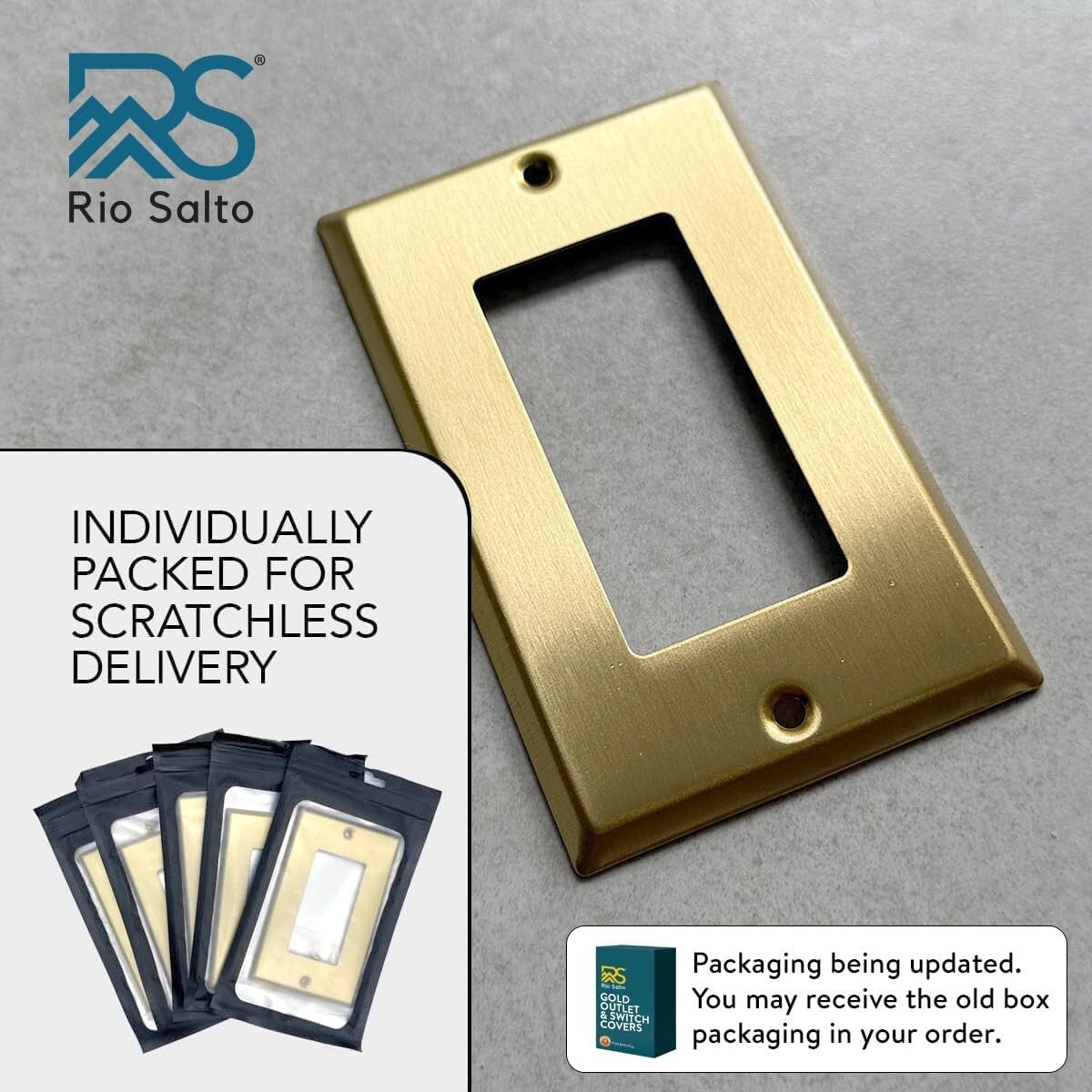 Elegant 8-Pack Brushed Brass Light Switch & Outlet Covers - Standard Size