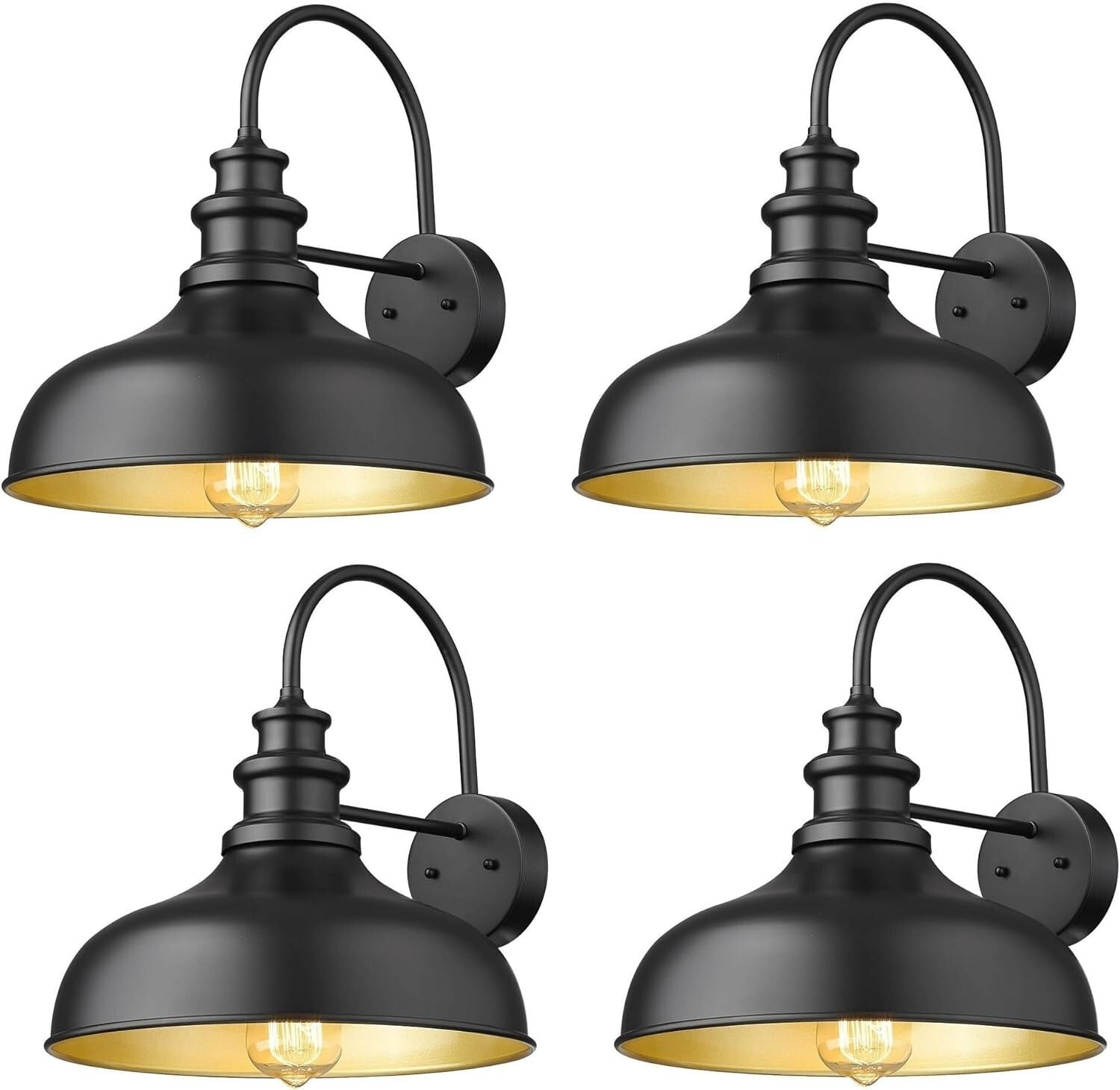 Farmhouse Gooseneck Barn Light Sconce in Black - Durable Entryway Illumination