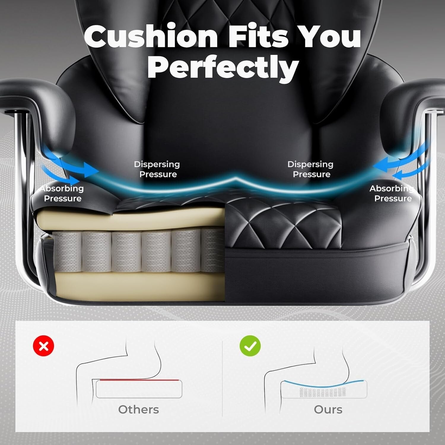 Big & Tall Executive Chair with Soft Armrests, Adjustable & Versatile