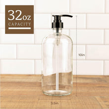 Load image into Gallery viewer, Durable 32 oz Flint Glass Pump Dispenser - Reusable Shampoo Bottle Solution