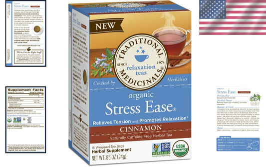 Caffeine-Free Organic Cinnamon Tea for Stress Relief - 96 Count Pack of 6