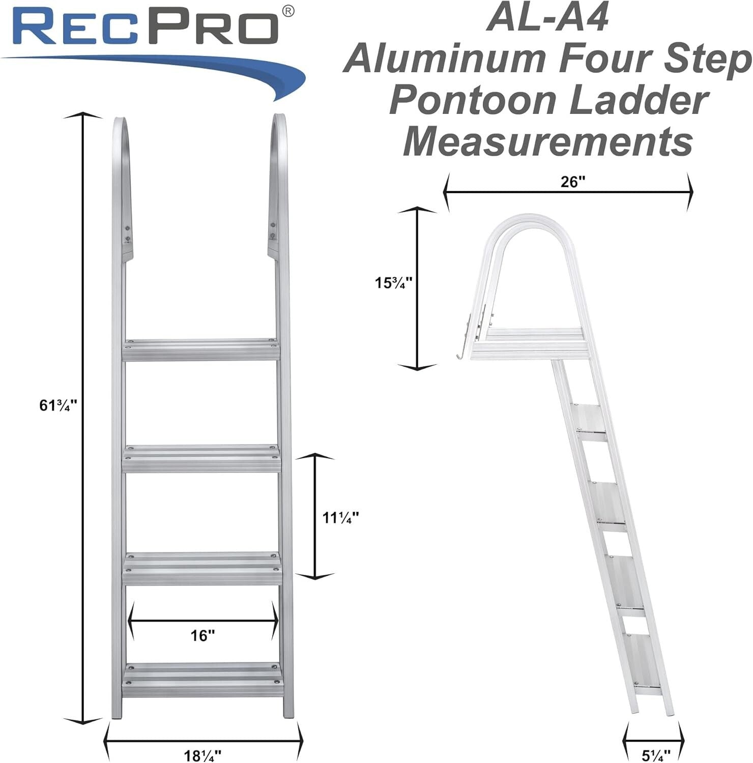 4-Step Removable Aluminum Boarding Ladder with Comfortable Steps & Handrails