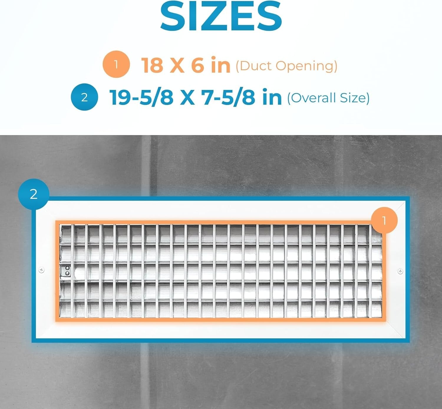 18 x 6 Inch Adjustable Air Vent Grille, Rust-Resistant and Elegant White Finish