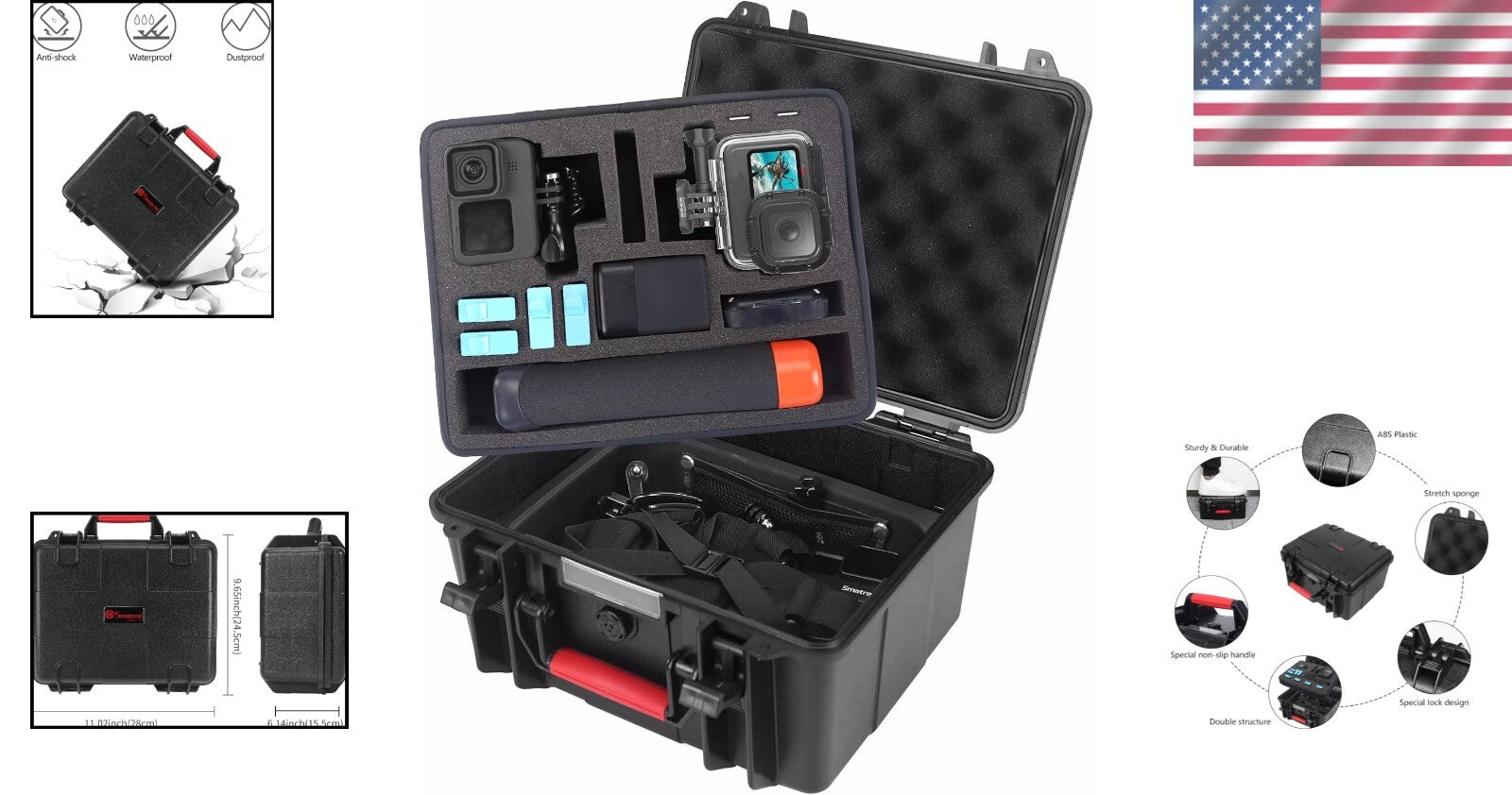 Travel-Friendly Water-Resistant Case for Action Cameras and Accessories Included