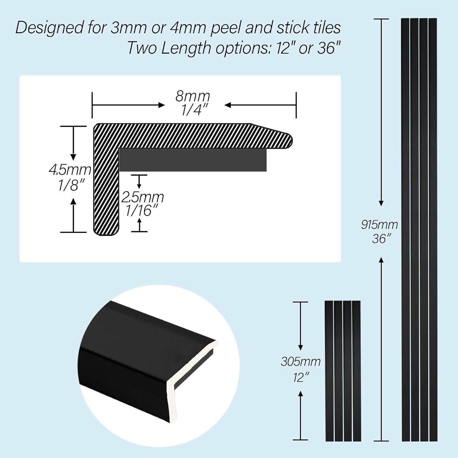 Easy-to-Install Peel and Stick Aluminum Tile Trim for Kitchen & Bath Backsplash
