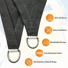 Load image into Gallery viewer, Reinforced 20' Dark Grey Sun Shade Sail - Custom Sizes &amp; Quick Installation