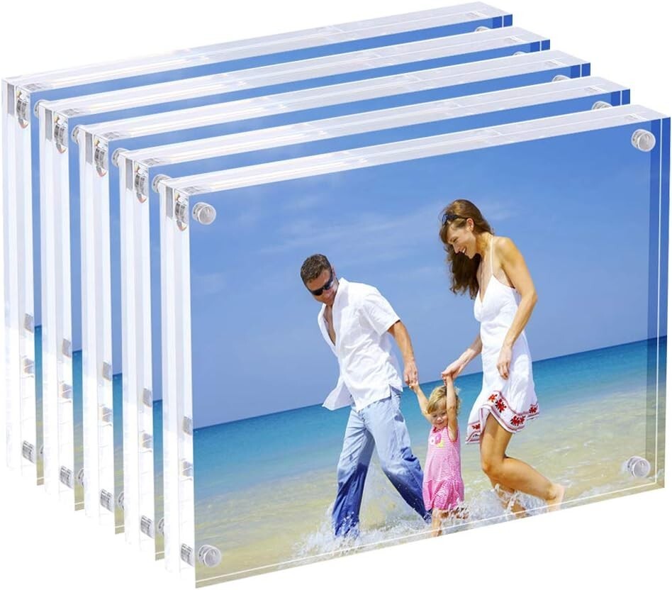 5x7 Acrylic Photo Frame Set - Elegant Magnetic Double-Sided Display (5 Pack)