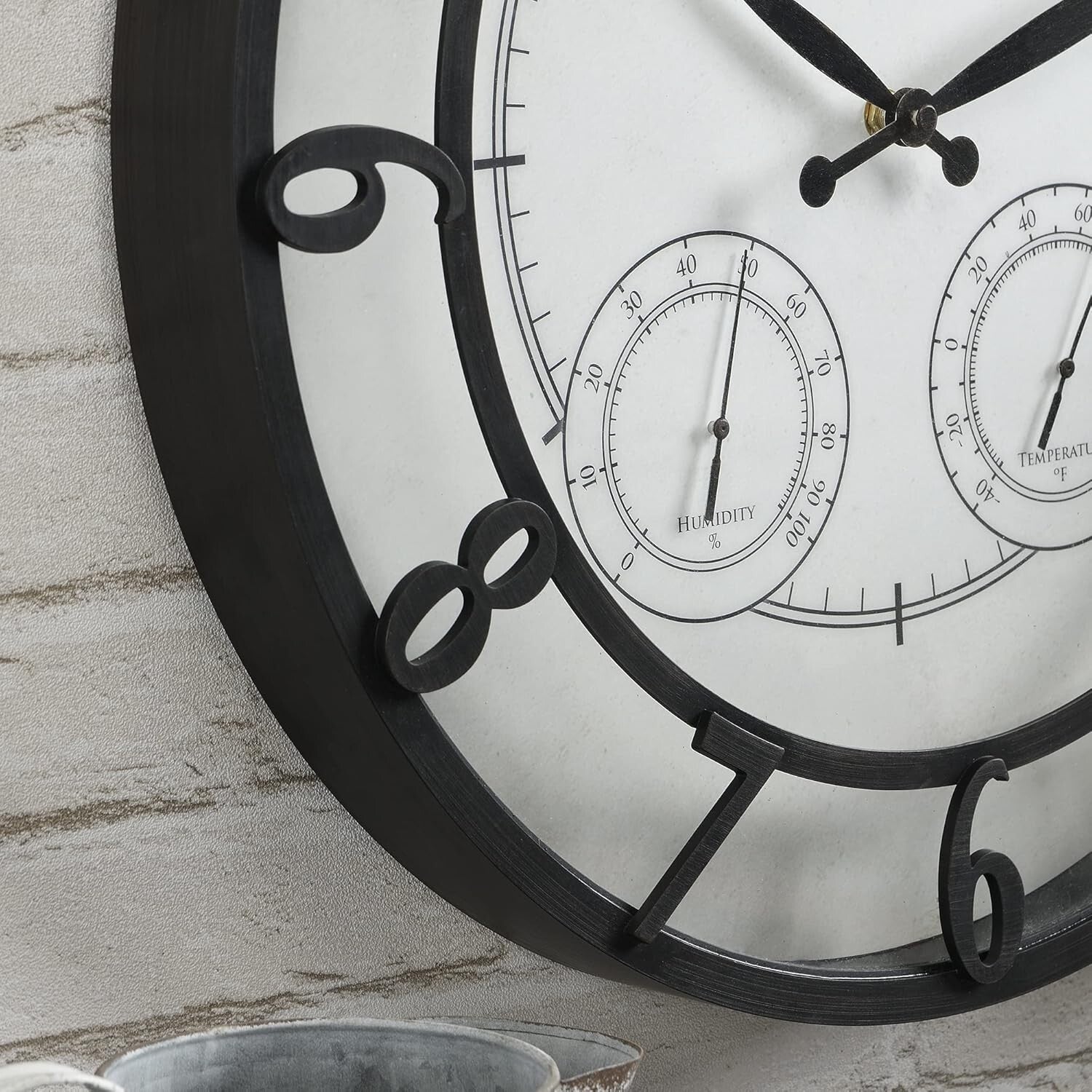 Multifunctional 18" Outdoor Wall Clock with Reading Thermometer & Hygrometer
