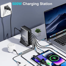 Load image into Gallery viewer, Advanced 500W USB C Charger with 8 Ports - Travel-Friendly &amp; Safe Power Solution