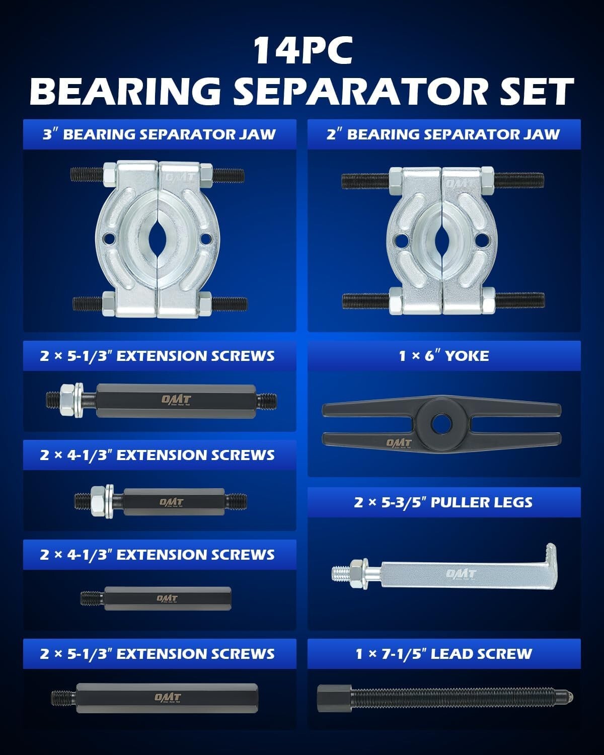 Durable Heavy Duty Bearing Puller Set with Secure Knife-like Taper Design