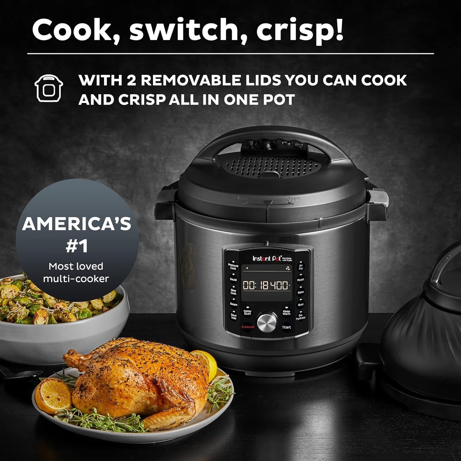 All-in-One 8 Quart Air Fryer & Pressure Cooker Combo - Pro Crisp Technology