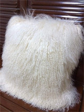 Load image into Gallery viewer, Elegant 16'' x 16'' White Curly Mongolian Lamb Fur Pillow Cover - Home Accent