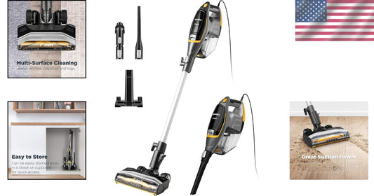 Flash Lightweight Stick Vacuum 15KPa Suction - Corded 2-in-1 for Carpet & Floors